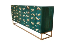 Massives Sideboard GOLDEN LAGOON 180cm türkis gold Mangoholz Metall 3D-Front