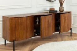 Massives Sideboard GRANDEUR 180cm braun Mangoholz schwarz Metall