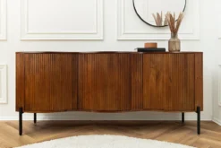 Massives Sideboard GRANDEUR 180cm braun Mangoholz schwarz Metall