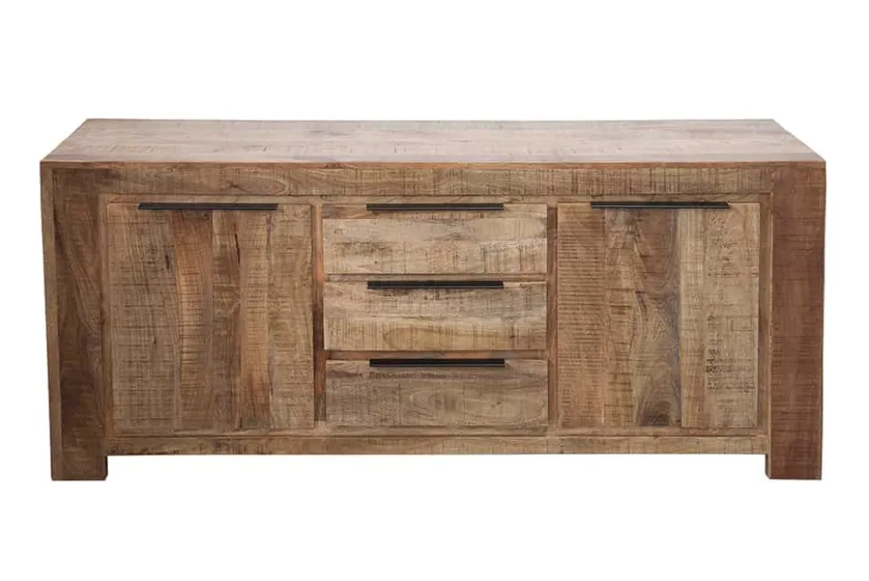 Massives Sideboard IRON CRAFT 175cm Mangoholz Kommode mit Schubladen Handarbeit