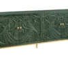 Massives Sideboard PEACOCK 175cm grün Mangoholz antik 3D Schnitzerei Pfau-Design