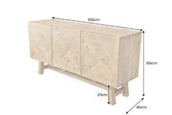 Massives Sideboard RIVIERA 155cm natur recyceltes Pinienholz Bohlenoptik