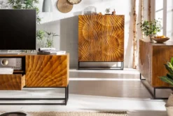 Massives Sideboard SCORPION 180cm braun Mangoholz aufwendige 3D Schnitzereien
