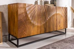 Massives Sideboard SCORPION 140cm braun Mangoholz aufwendige 3D Schnitzereien