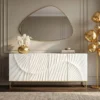 Massives Sideboard SCORPION 180cm weiß Mangoholz gold Metall 3D-Schnitzereien