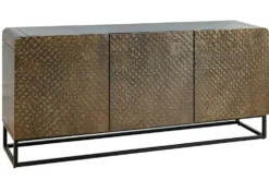 Massives Sideboard SNAKE 160cm braun Mangoholz mit 3D Schnitzereien schwarz Schlangen-Design