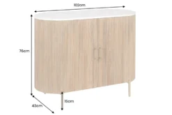 Massives Sideboard TRES CHIC 105cm natur Mangoholz weiß Marmor gold Metall