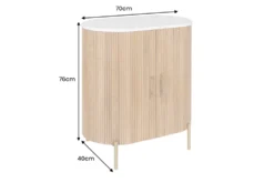 Massives Sideboard TRES CHIC 75cm natur Mangoholz weiß Marmor gold Metall