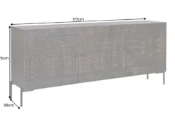 Massives Sideboard TRIBAL 180cm antik braun Mangoholz 3D-Front viel Stauraum