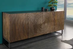 Massives Sideboard ZEN CIRCLES 180cm dunkelbraun Mangoholz 3D-Design