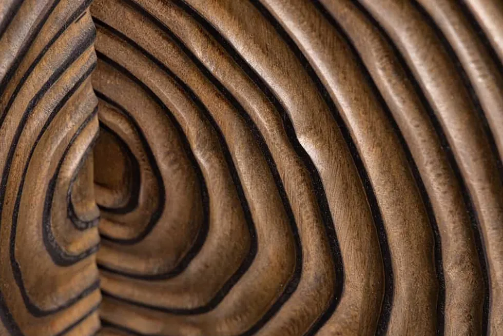 Massives Sideboard ZEN CIRCLES 180cm dunkelbraun Mangoholz 3D-Design