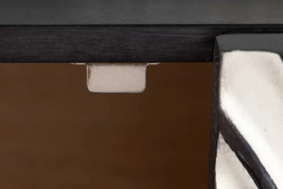 Massives Sideboard ZEN CIRCLES 180cm weiß schwarz gold Mangoholz 3D-Design