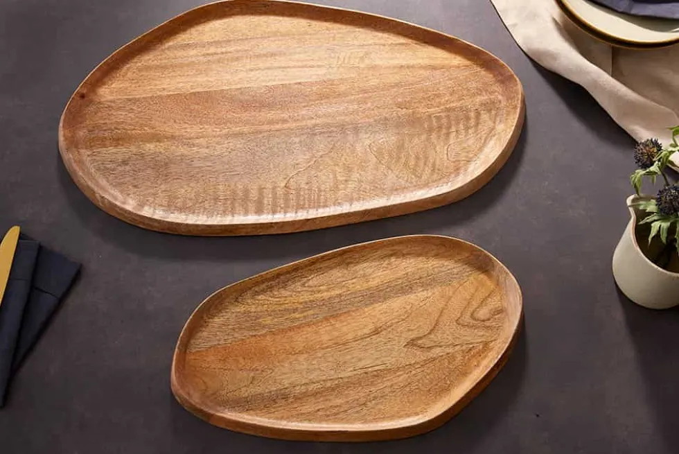 Massives Tablett 2er Set AMAZONAS 56cm Mangoholz handgearbeitet