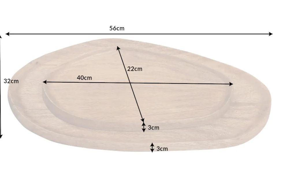 Massives Tablett 2er Set AMAZONAS 56cm Mangoholz handgearbeitet
