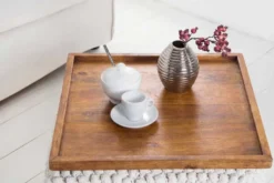 Massives Tablett MAKASSAR 50cm braun Mangoholz honey finish handmade