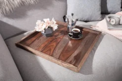 Massives Tablett MAKASSAR 50cm Sheesham smoke finish Servierbrett