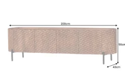 Massives TV-Board ADLON 200cm braun Mangoholz schwarz Metall Lowboard mit 3D- Front