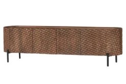 Massives TV-Board ADLON 160cm braun Mangoholz schwarz Metall Lowboard mit 3D- Front