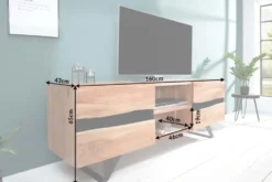 Massives TV-Board AMAZONAS 160cm Akazie Metall Lowboard Baumkante