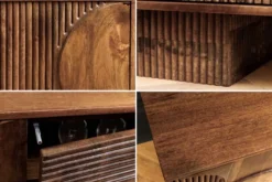 Massives TV-Board ART DECO 200cm braun Mangoholz Lowboard 3D-Front