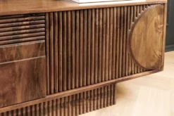 Massives TV-Board ART DECO 200cm braun Mangoholz Lowboard 3D-Front