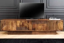 Massives TV-Board ART DECO 200cm braun Mangoholz Lowboard 3D-Front