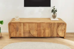 Massives TV-Board ART DECO 170cm cream finish beige Mangoholz abgerundet