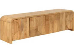 Massives TV-Board ART DECO 170cm cream finish beige Mangoholz abgerundet