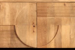Massives TV-Board ART DECO 170cm cream finish beige Mangoholz abgerundet