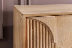 Massives TV-Board ART DECO 200cm weiß gekälkt Mangoholz 3D-Front handmade Lowboard