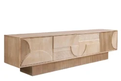 Massives TV-Board ART DECO 200cm weiß gekälkt Mangoholz 3D-Front handmade Lowboard