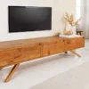 Massives TV-Board FINCA 180cm vintage braun recyceltes Pinienholz mit Schubladen