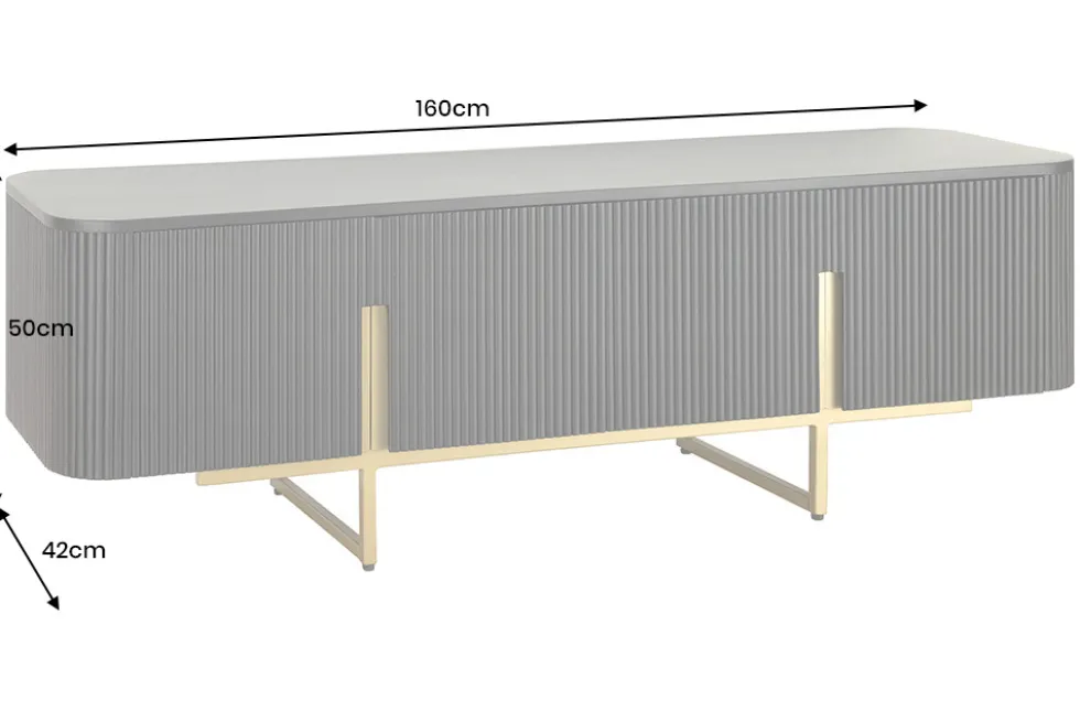 Massives TV-Board GATSBY 160cm schwarz gold Mangoholz Retro Lowboard