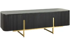 Massives TV-Board GATSBY 160cm schwarz gold Mangoholz Retro Lowboard