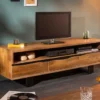 Massives TV-Board MAMMUT 160cm Akazie Honey Finish Metall Baumkante Lowboard