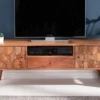 Massives TV-Board MYSTIC LIVING 140cm Akazie natur 3D Oberfläche Massivholz