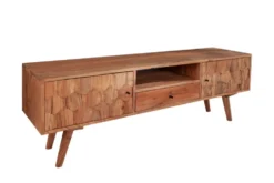 Massives TV-Board MYSTIC LIVING 140cm Akazie natur 3D Oberfläche Massivholz