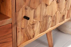 Massives TV-Board MYSTIC LIVING 140cm Akazie natur 3D Oberfläche Massivholz