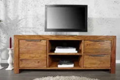 Massives TV-Board PURE 135cm braun Sheesham stone finish Lowboard Palisander