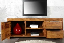 Massives TV-Board PURE 135cm braun Sheesham stone finish Lowboard Palisander