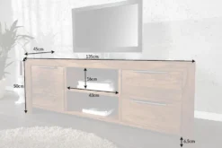 Massives TV-Board PURE 135cm braun Sheesham stone finish Lowboard Palisander
