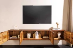 Massives TV-Board SCORPION 200cm braun Mangoholz hängend Lowboard