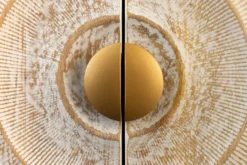 Massives TV-Lowboard GOLDEN SUNSET 180cm weiß gold Mangoholz 3D Schnitzereien Metallfüße