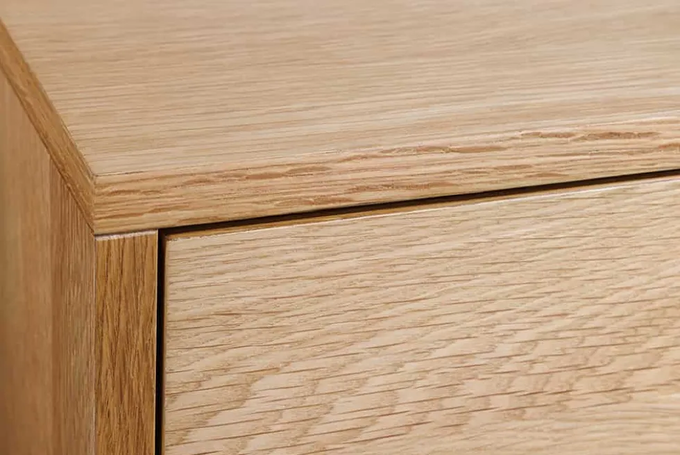 Massives TV-Lowboard LIVING EDGE 160cm natur Eichenholz Baumkante mit Hairpin Legs