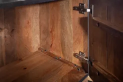 Massives TV-Lowboard SCORPION 160cm schwarz Mangoholz aufwendige 3D Schnitzereien