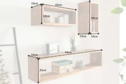 Massives Wandregal 3er Set HEMINGWAY 94cm aus Mangoholz