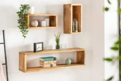 Massives Wandregal 3er Set HEMINGWAY 94cm aus Mangoholz