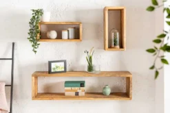 Massives Wandregal 3er Set HEMINGWAY 94cm aus Mangoholz