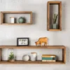 Massives Wandregal 3er Set HEMINGWAY 94cm braun aus Mangoholz
