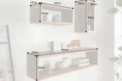 Massives Wandregal 3er Set HEMINGWAY 94cm braun aus Mangoholz